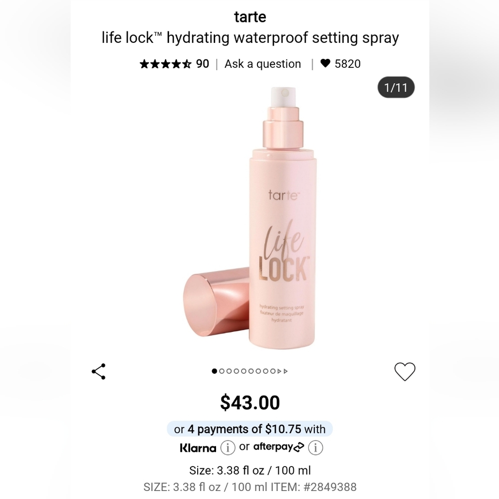 New Tarte Setting